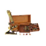 R & J Beck Popular Binocular Brass Microscope,