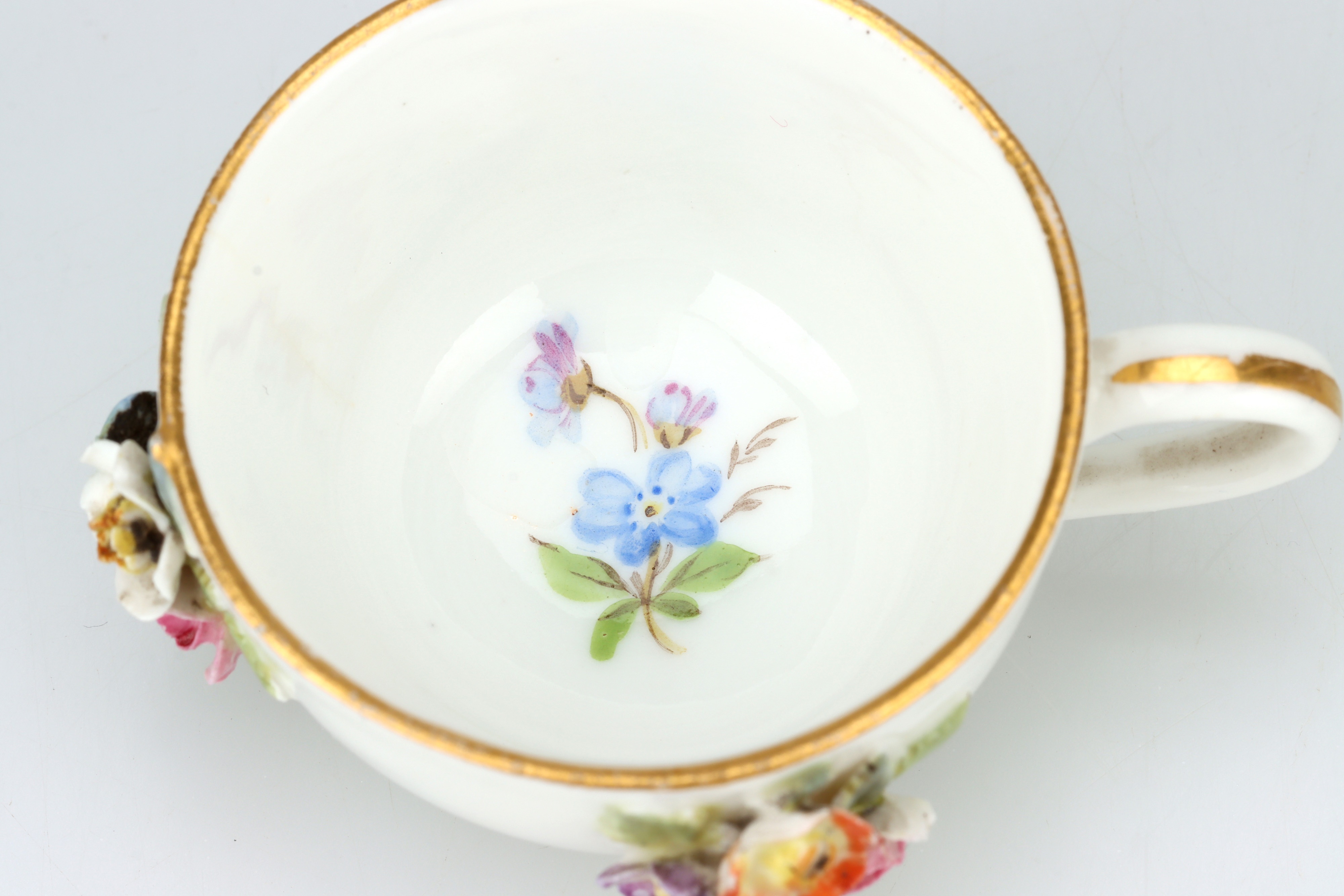 19th Century Meissen Floral Encrusted Miniature Cup and Saucer, - Image 4 of 10