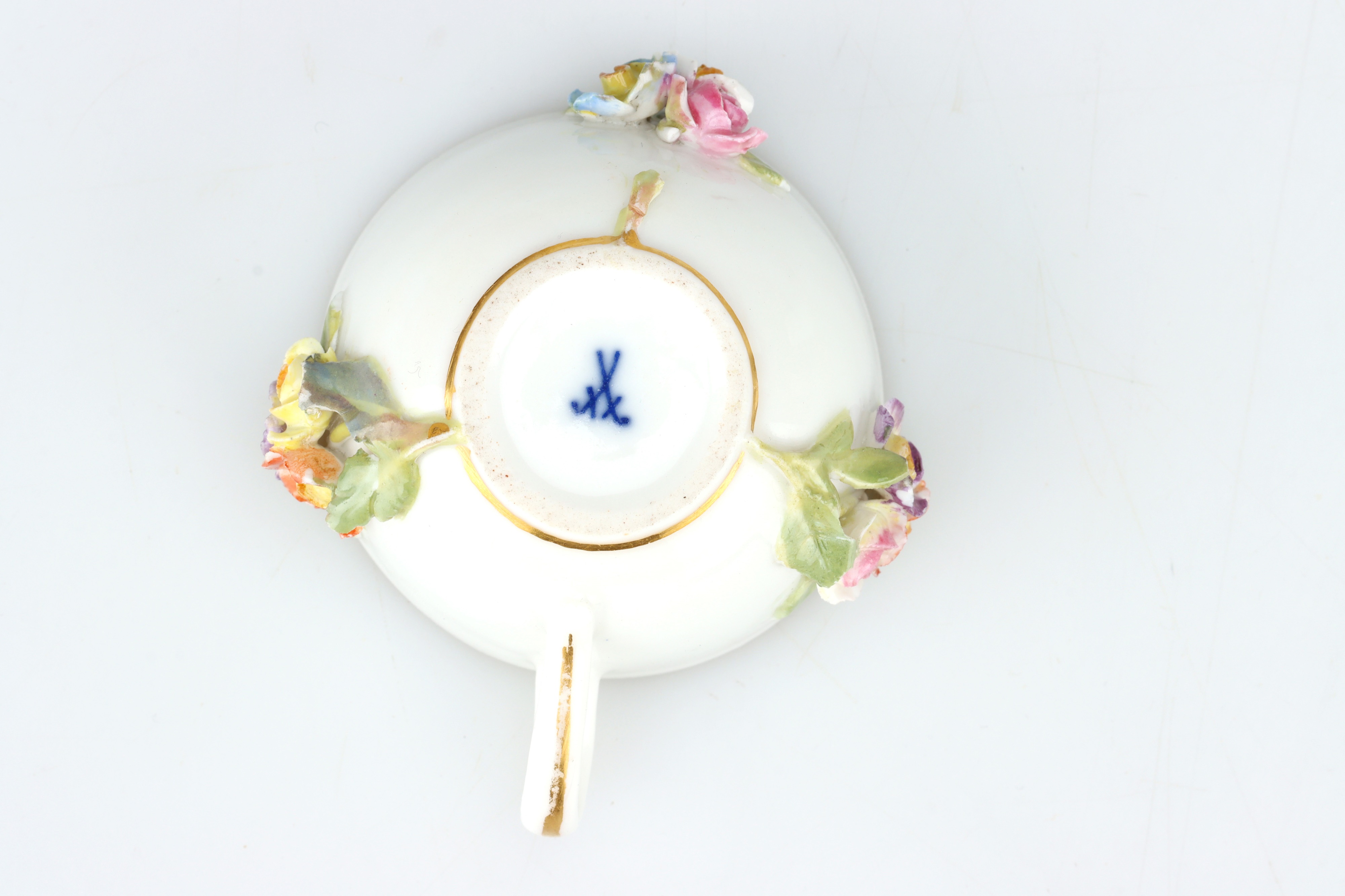 19th Century Meissen Floral Encrusted Miniature Cup and Saucer, - Image 7 of 10