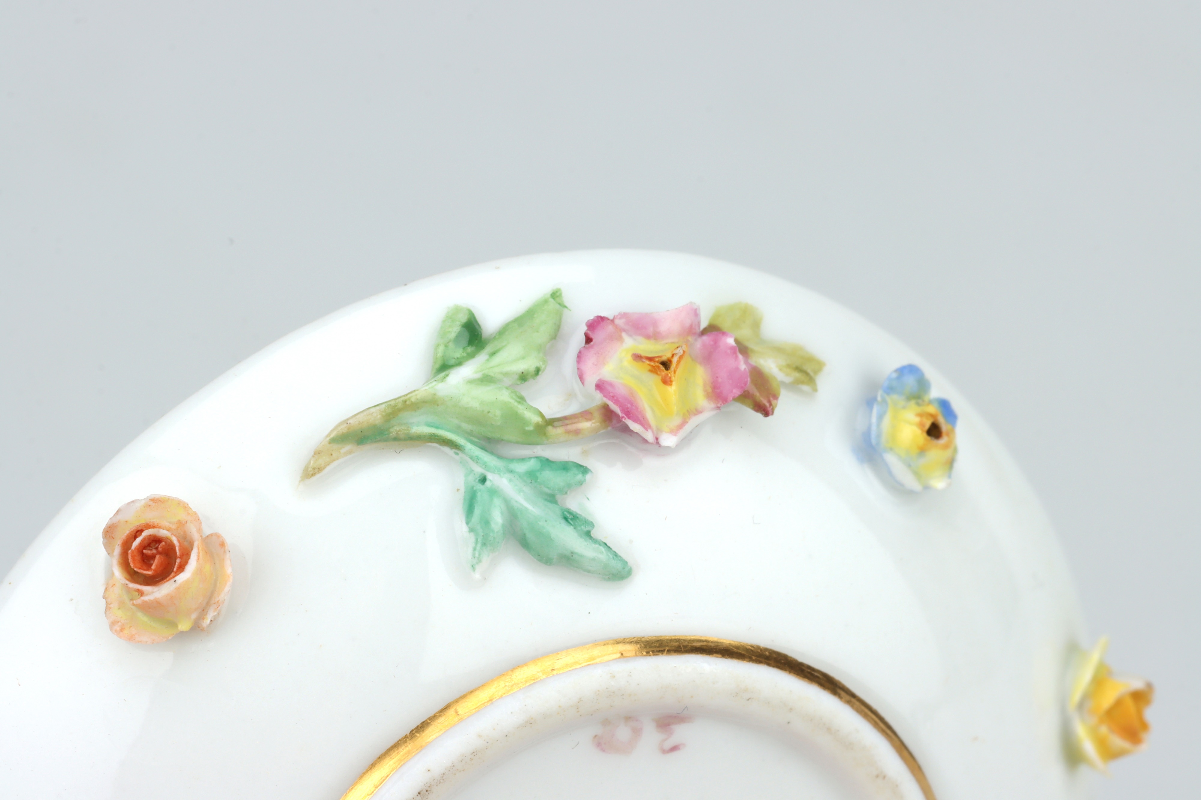 19th Century Meissen Floral Encrusted Miniature Cup and Saucer, - Image 10 of 10