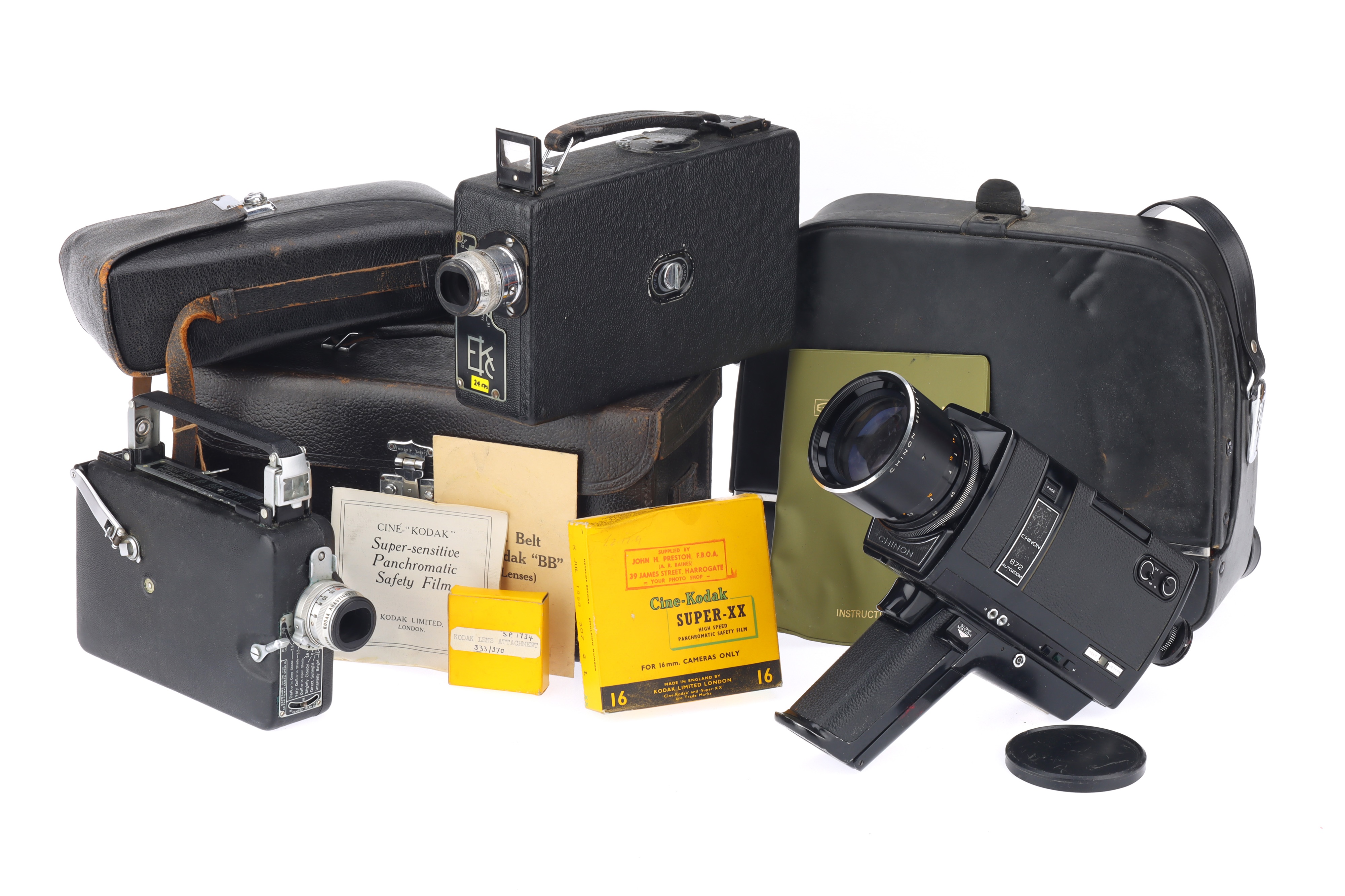 Two Cine-Kodak 16mm Cameras and a Chinon Super 8 Camera