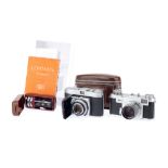 A Zeiss Ikon Contax IIa and a Kodak Retina Ib 35mm Cameras