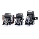 Three Welta and Zeiss Ikon Folding Roll Film Cameras