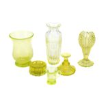 A Collection of 6 pieces of 19th Century Uranium Glass,