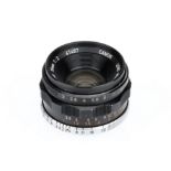 A Canon f/2 35mm Rangefinder Camera Lens,