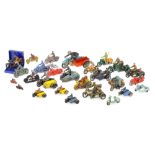A collection of unboxed motorcycles and riders by various makers including Dinky, Britains,