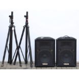 A Pair of Yamaha S12e Speakers & Tripods,