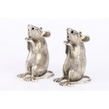 A Pair of Silver Mice Condiments,