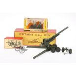 Britains boxed 2064 155mm gun, 2058 American Civil War - Confederate Gun, and 9780 German