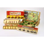 Lead soldiers in boxes and a wooden fort by minor British makers including Charbens and Timpo,