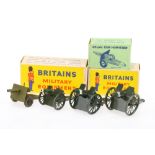 Britains boxed field guns comprising 1201, 1292 and 2026 25 pdr Howitzer with an unboxed example of
