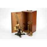 A Large Compound Brass Microscope,
