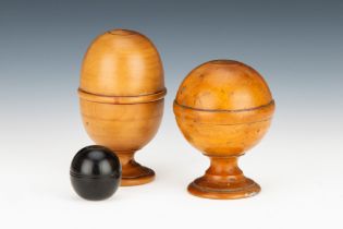 3 Apothecary's Boxwood Pill Silverers,