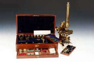 A Large Victorian Binocular Microscope By Parkes, With Provenance,