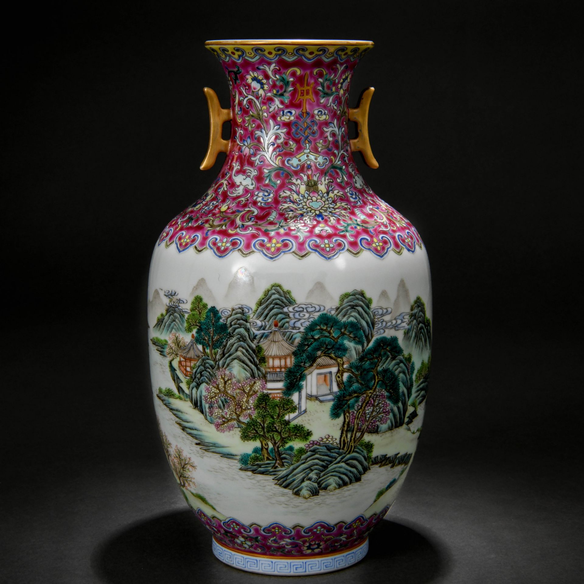 A Chinese Famille Rose Landscape Vase - Image 4 of 10