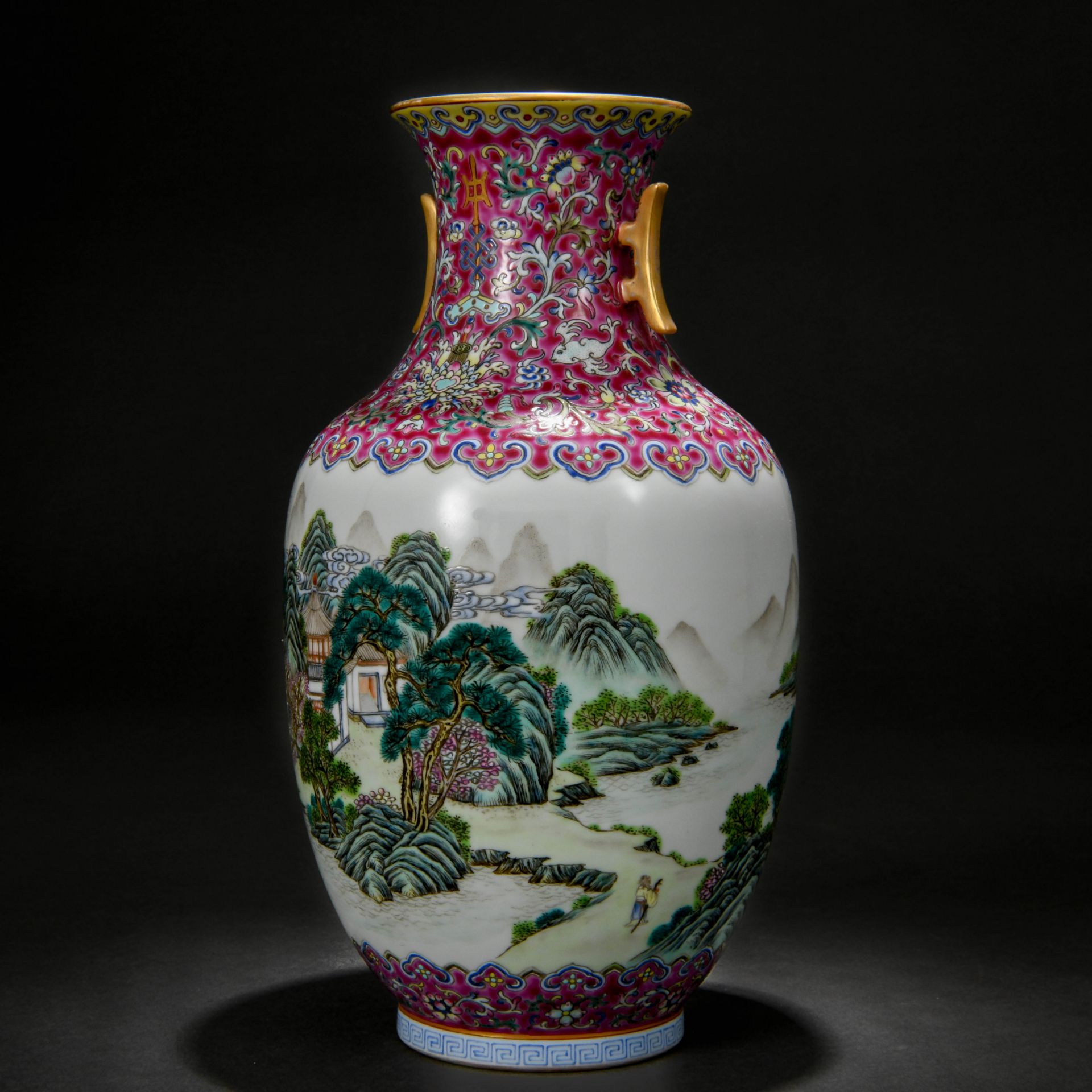 A Chinese Famille Rose Landscape Vase - Image 7 of 10