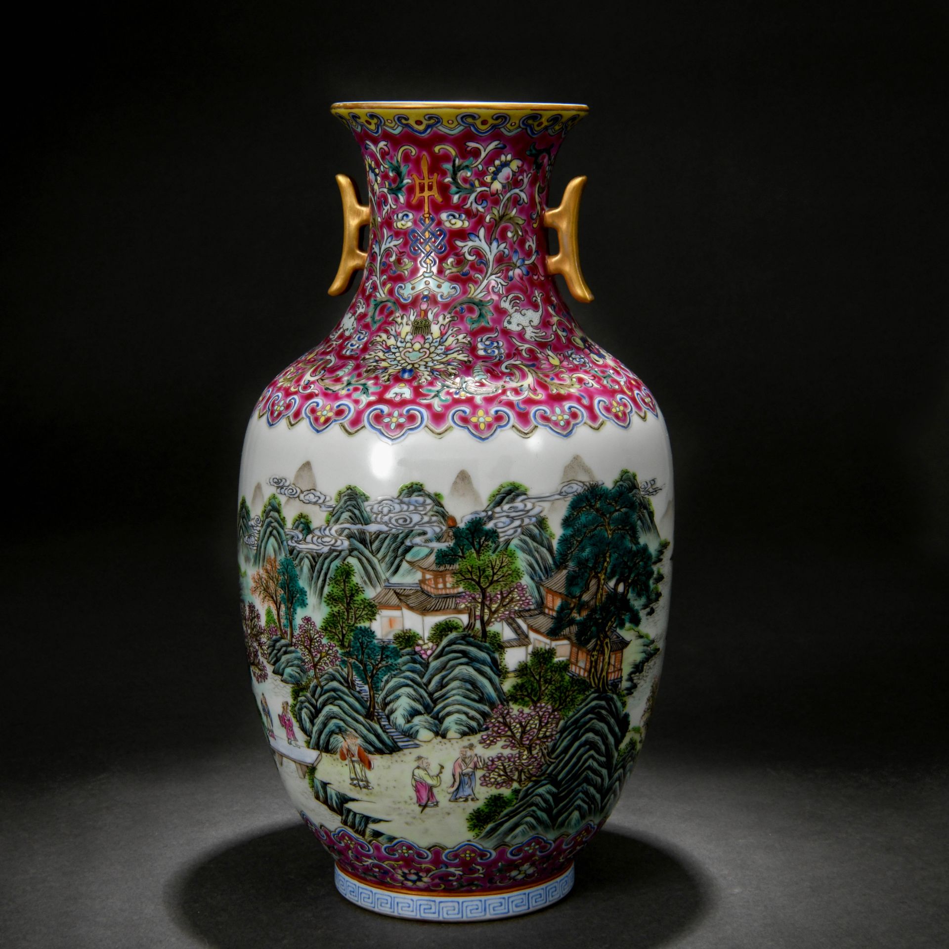 A Chinese Famille Rose Landscape Vase - Image 2 of 10