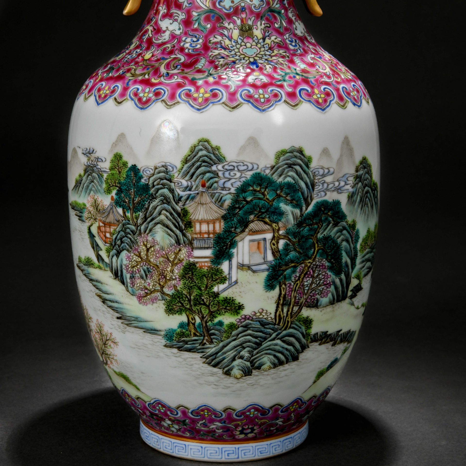 A Chinese Famille Rose Landscape Vase - Image 6 of 10