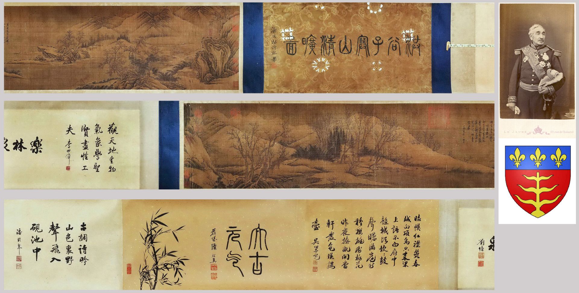 A Chinese Hand Scroll Painting By Jing Hao