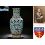 A Chinese Turquoise Ground and Famille Rose Vase