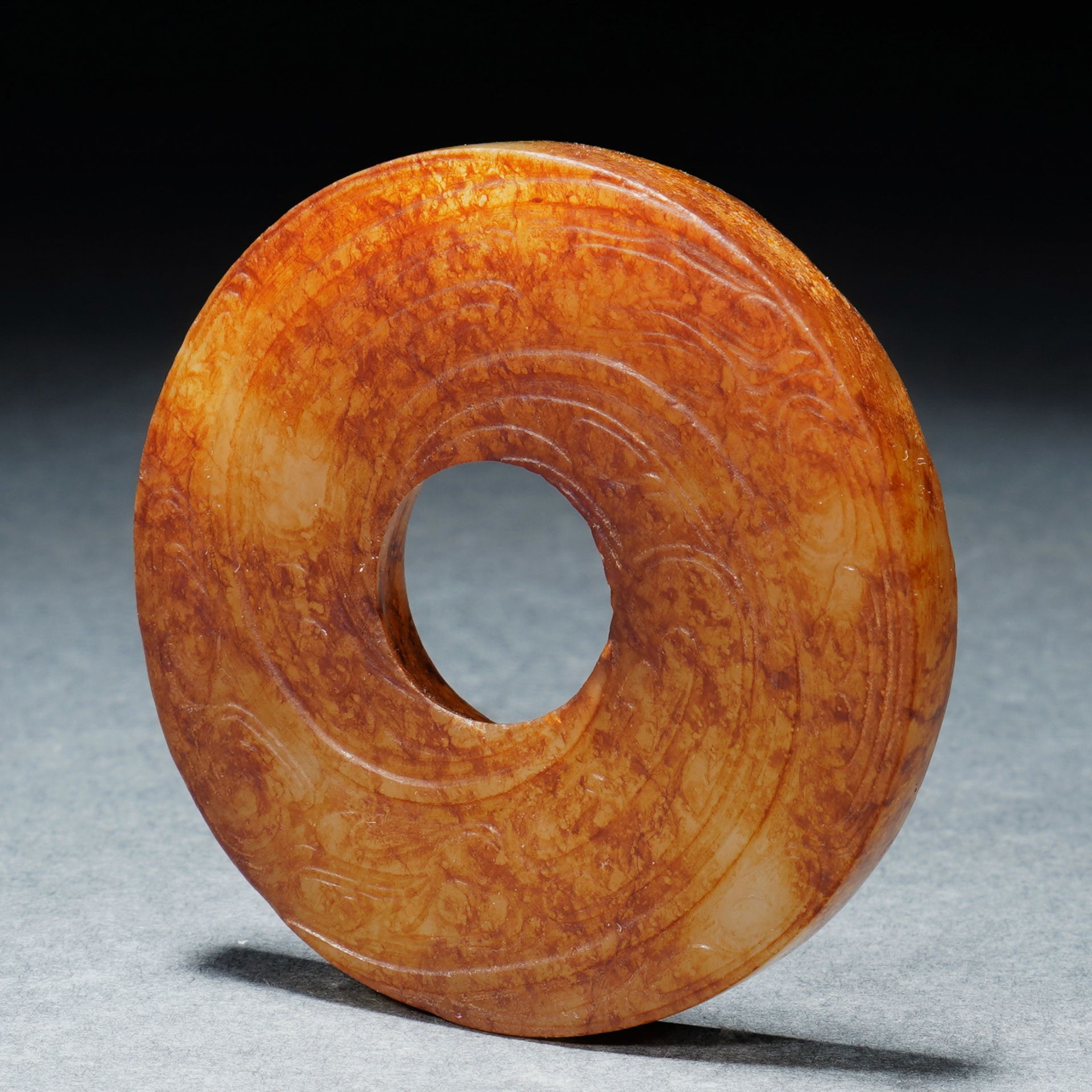 A Chinese Incised Archaistic Jade Disc Bi - Image 4 of 7