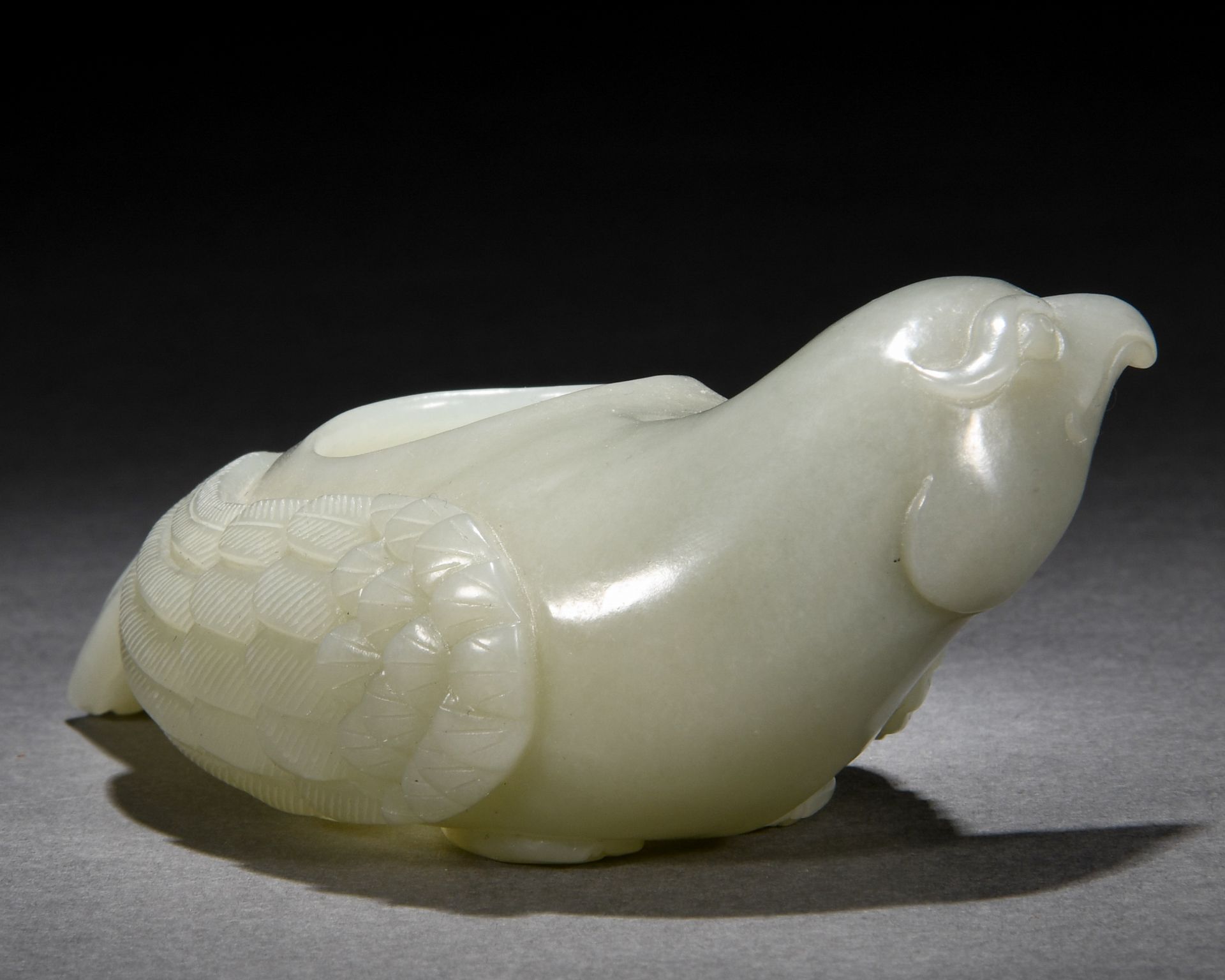 A Chinese Carved White Jade Bird-form Washer - Image 4 of 7