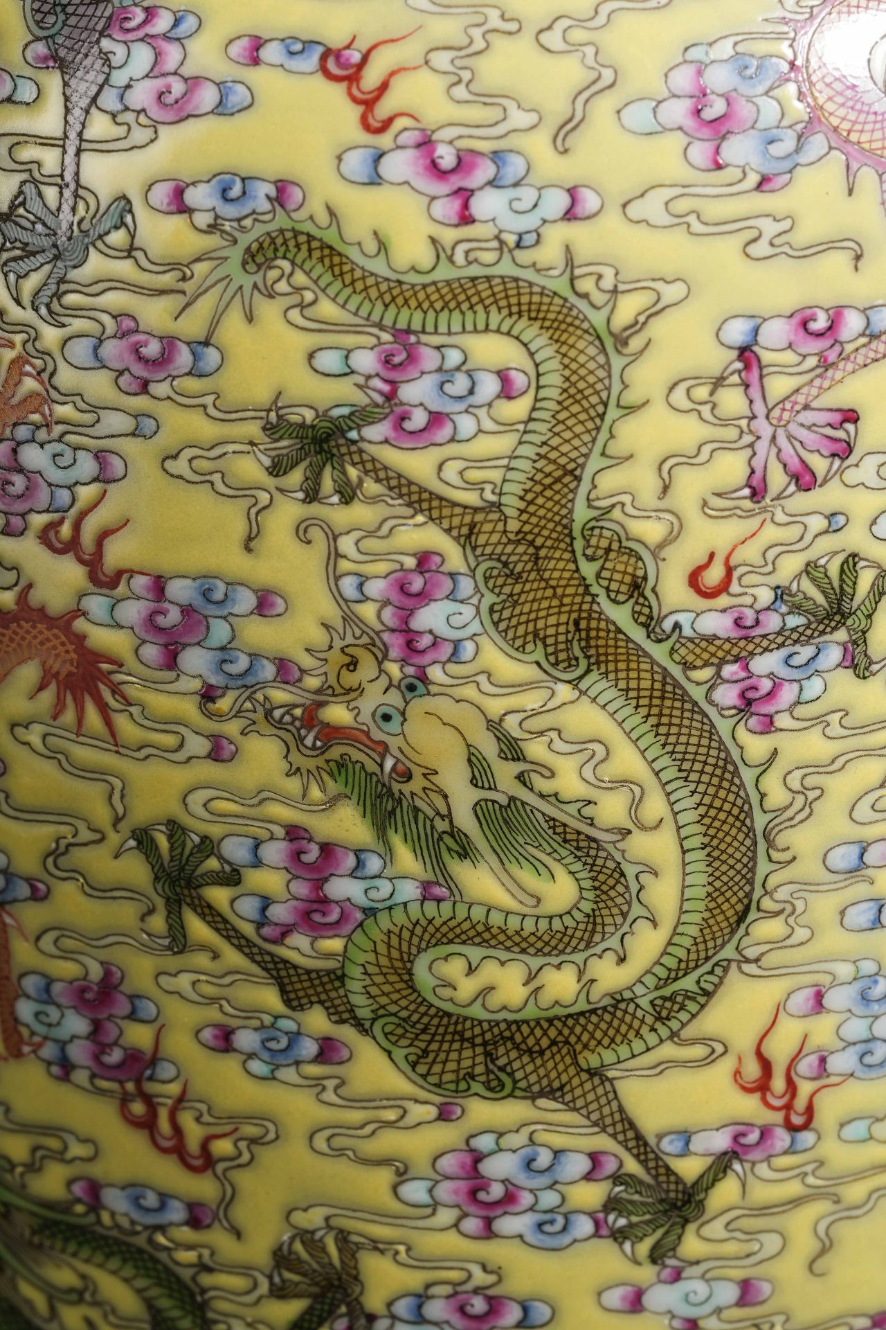 A Chinese Yellow Ground and Famille Rose Dragon Vase - Image 10 of 16