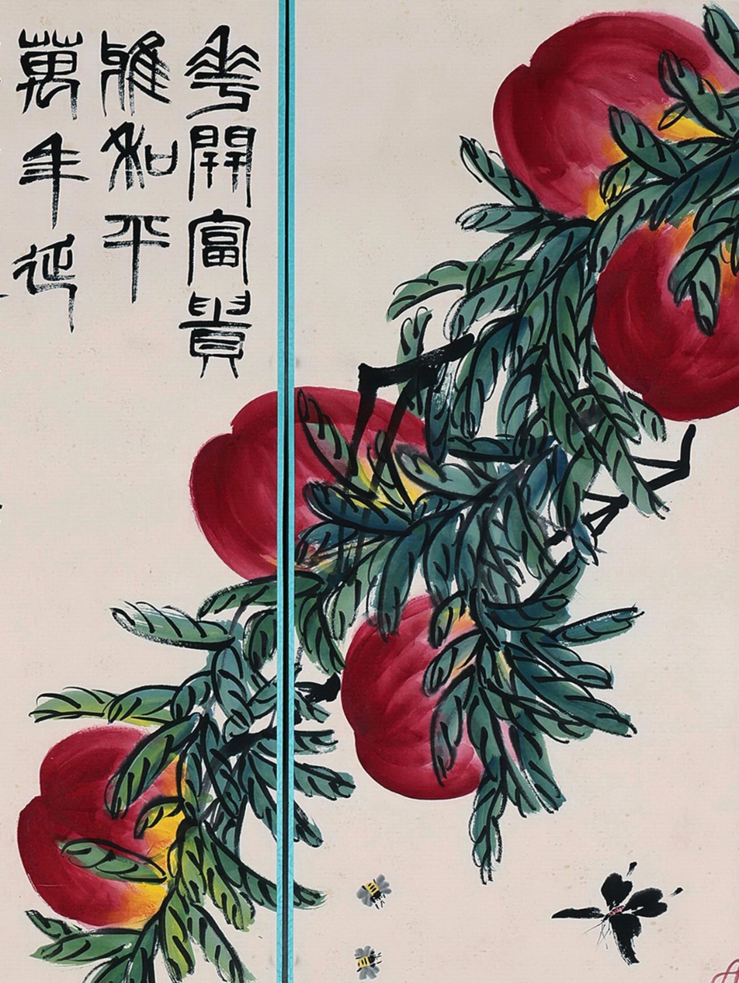 Six Pages of Chinese Scroll Painting By Qi Baishi - Bild 2 aus 9