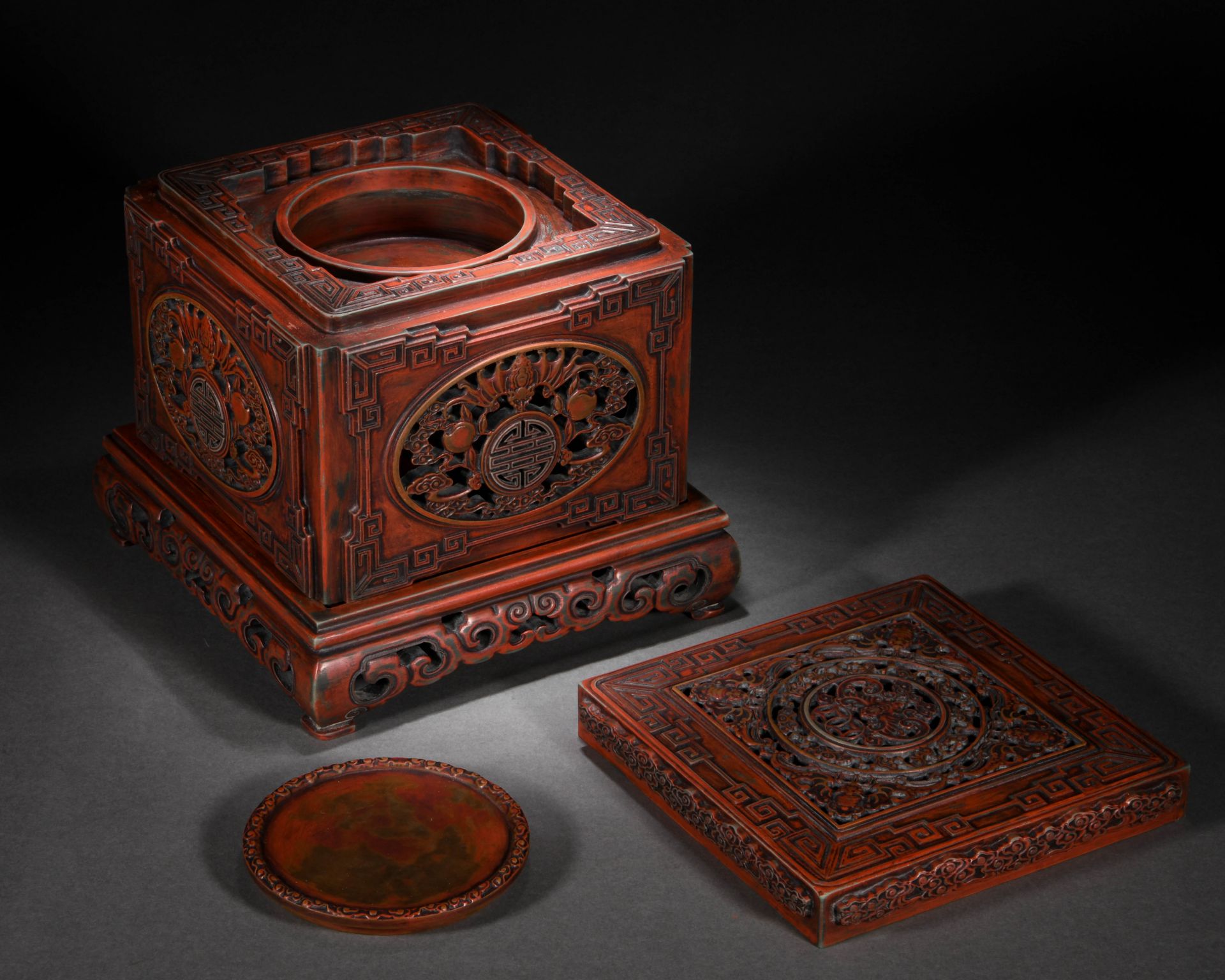 A Chinese Carved Inkstone Box with Cover - Image 6 of 10