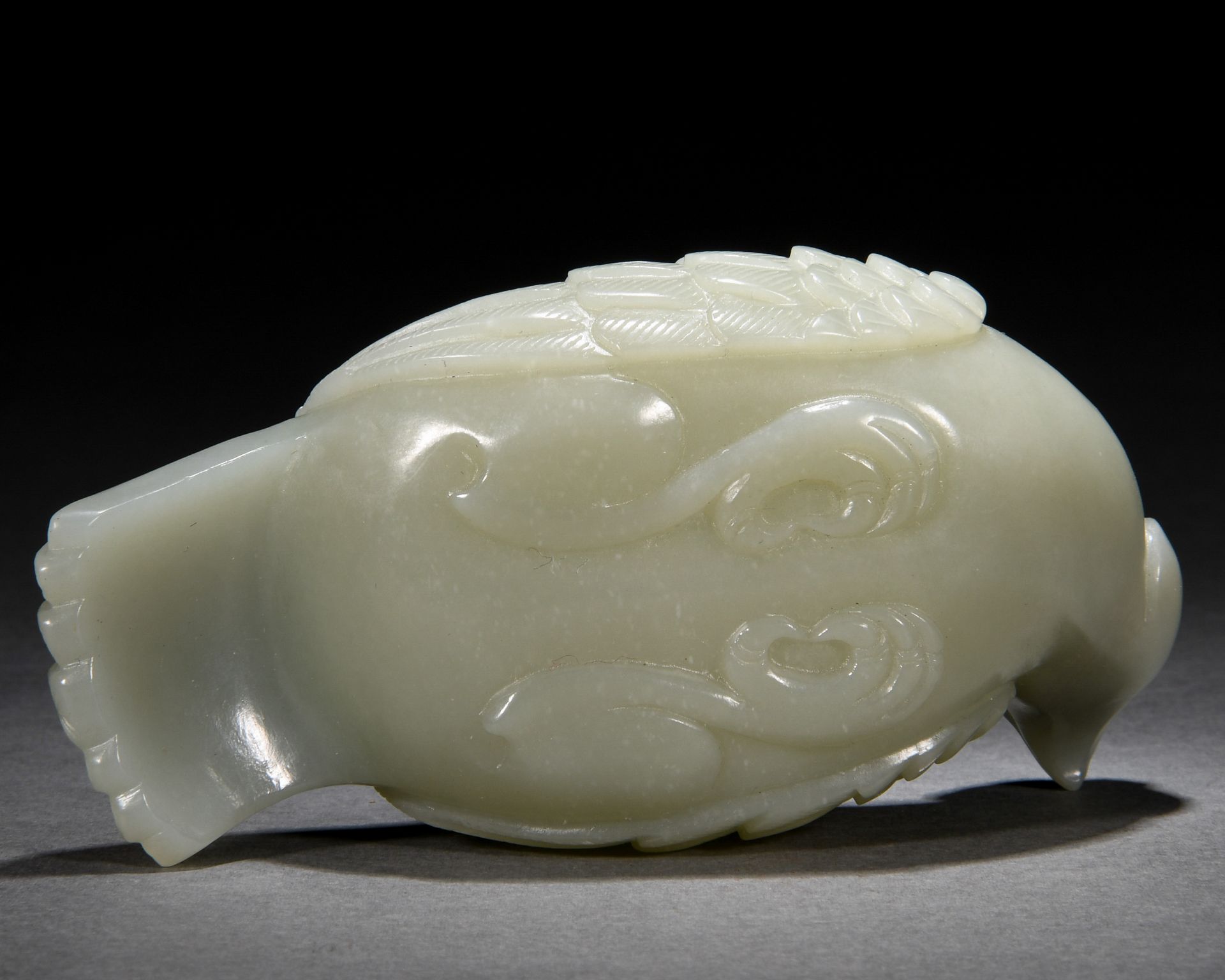 A Chinese Carved White Jade Bird-form Washer - Image 7 of 7