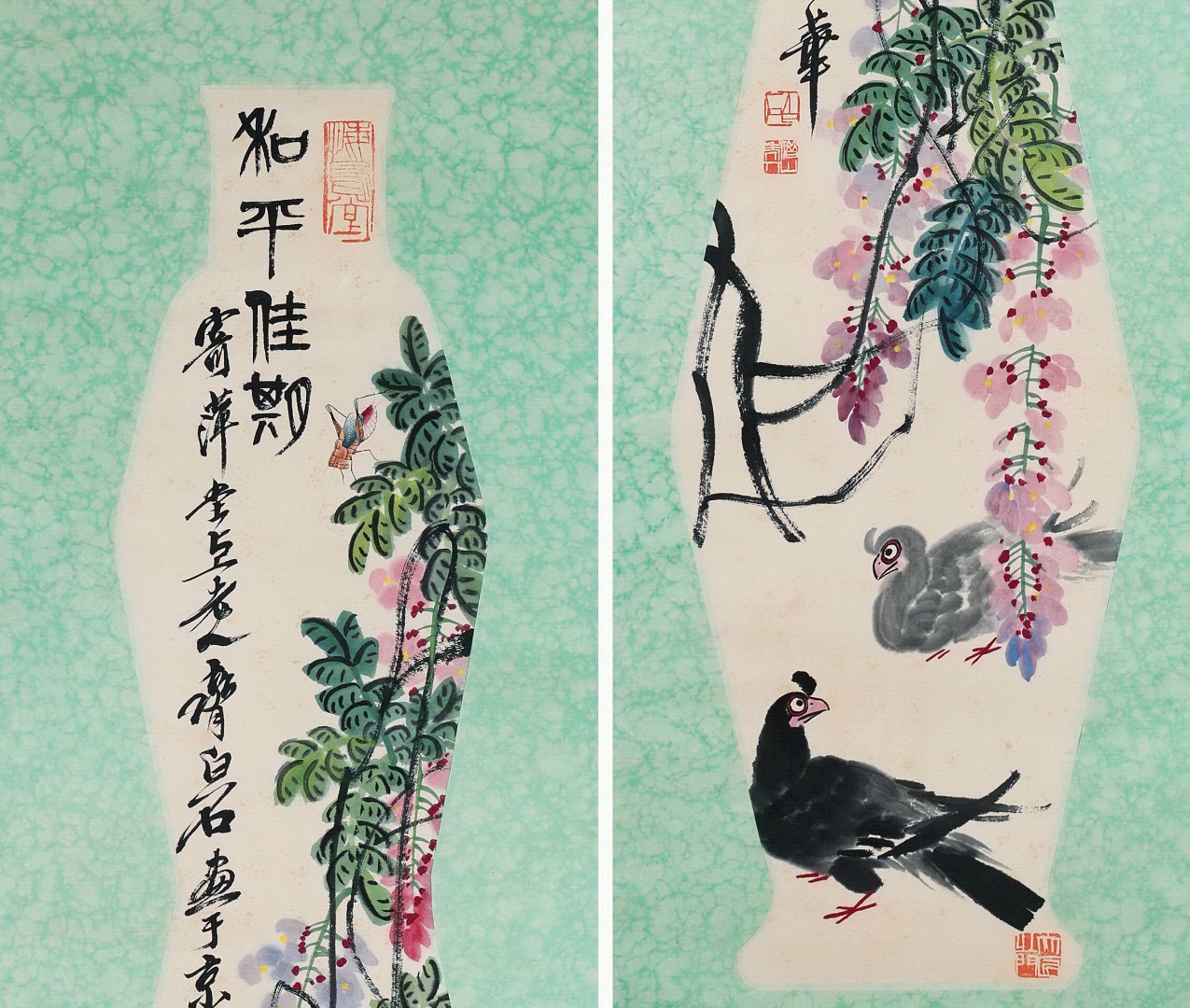 Six Pages of Chinese Scroll Painting By Qi Baishi - Image 6 of 9