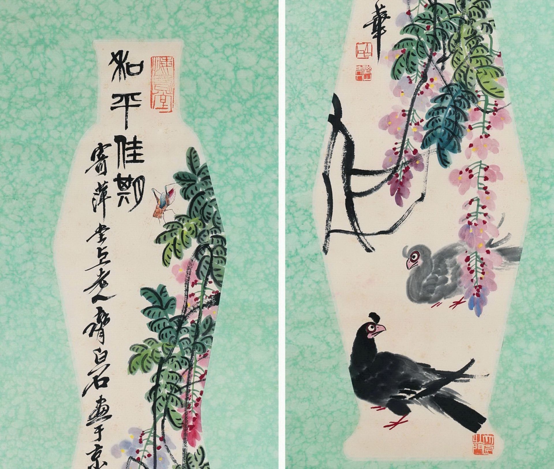 Six Pages of Chinese Scroll Painting By Qi Baishi - Bild 6 aus 9