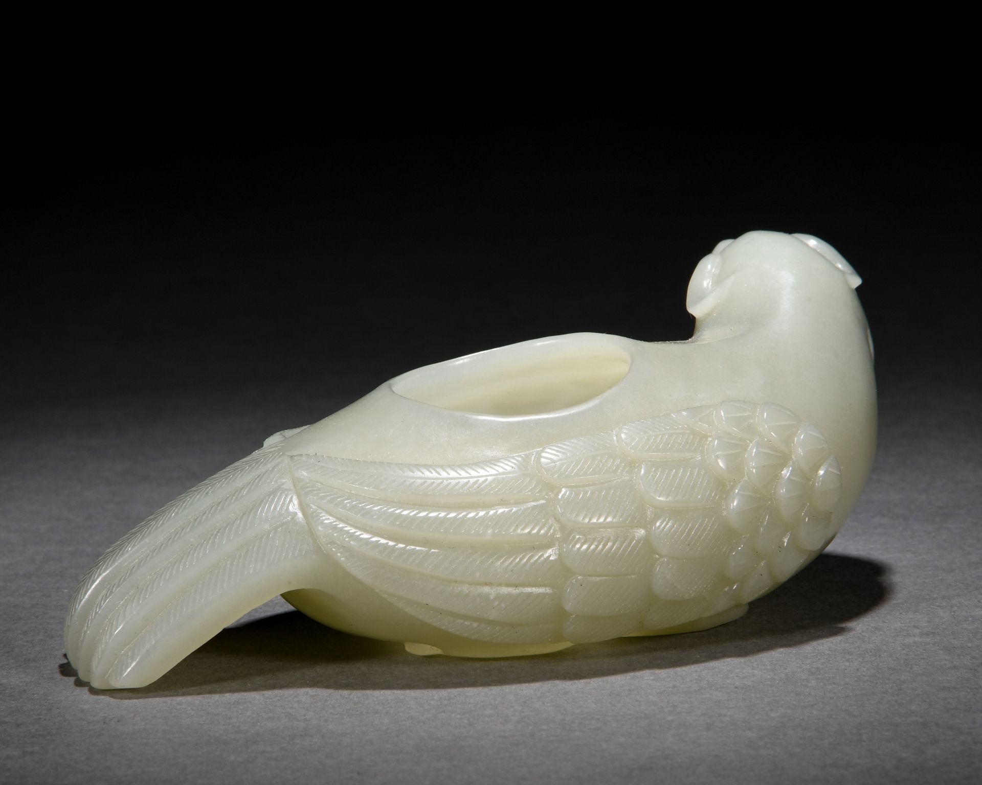 A Chinese Carved White Jade Bird-form Washer - Image 3 of 7