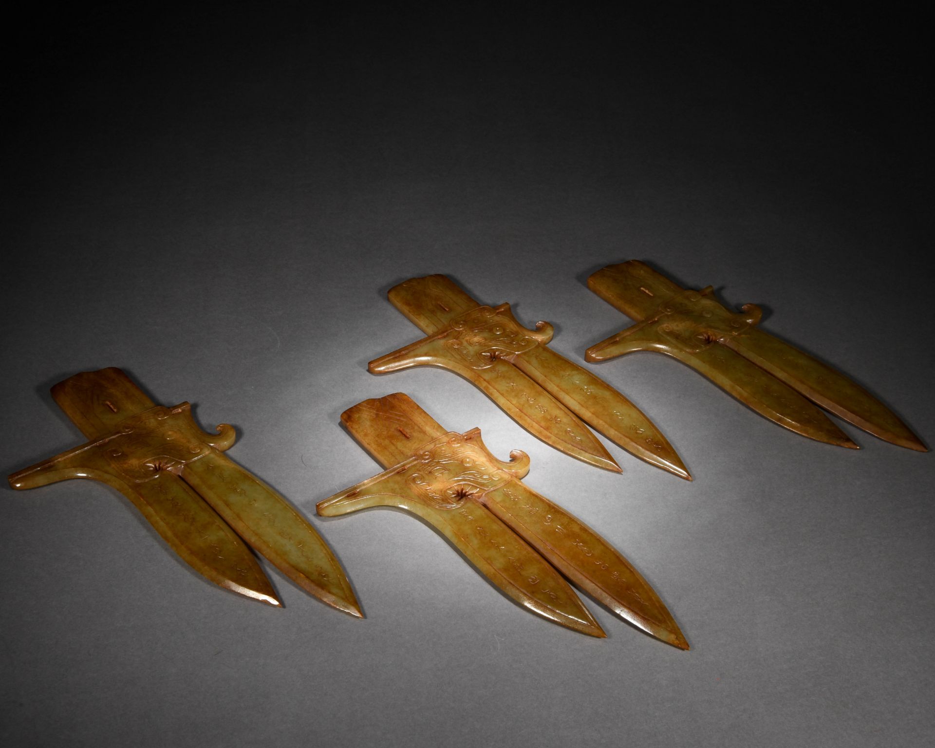 A Set of Four Chinese Carved Jade Blades - Image 7 of 9