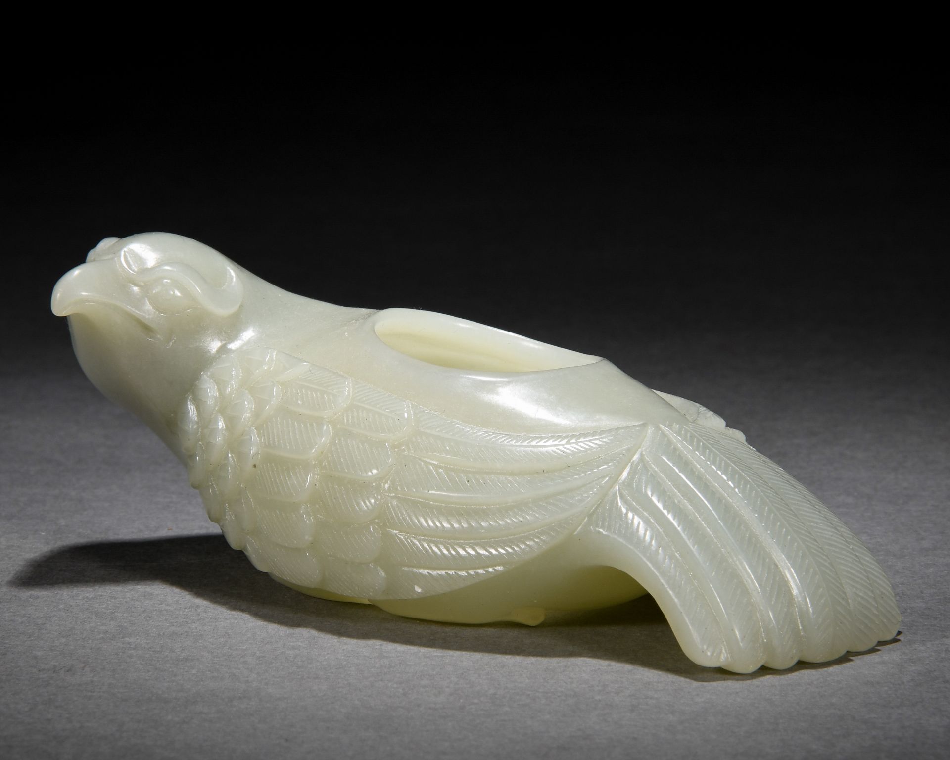A Chinese Carved White Jade Bird-form Washer - Image 2 of 7