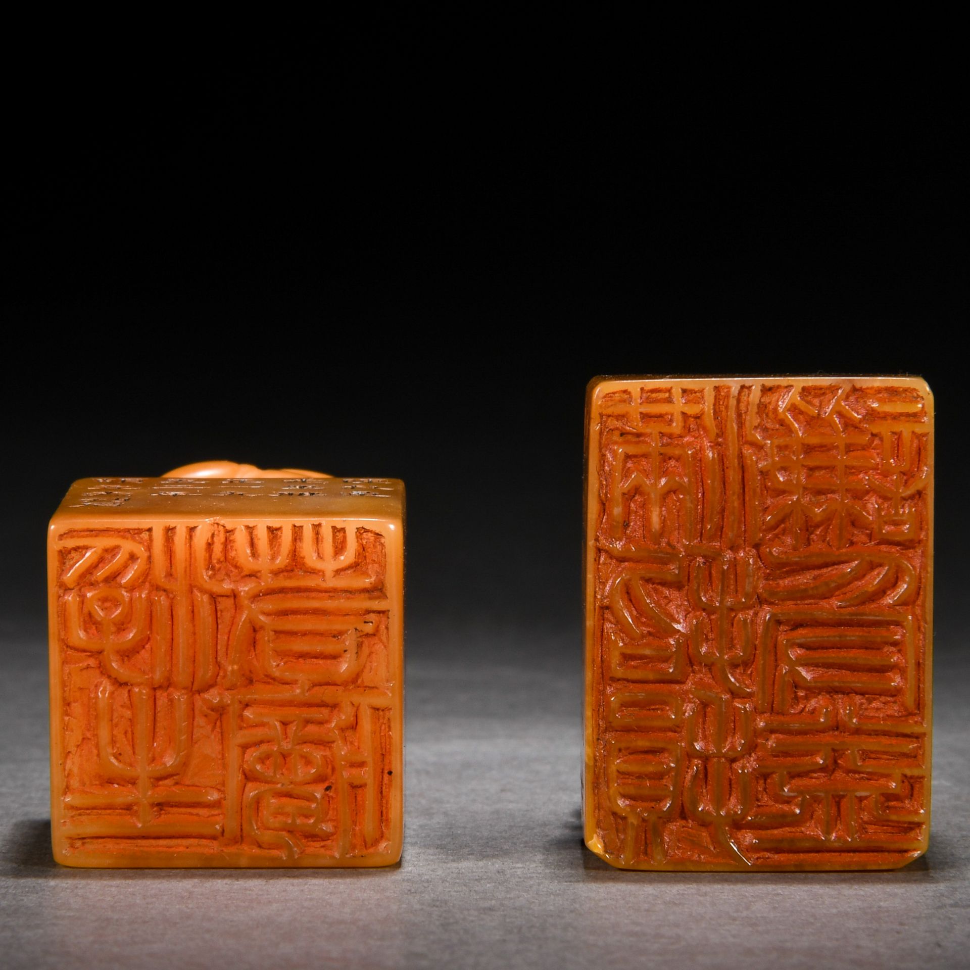 Pair Chinese Carved Beast Seals - Image 6 of 6
