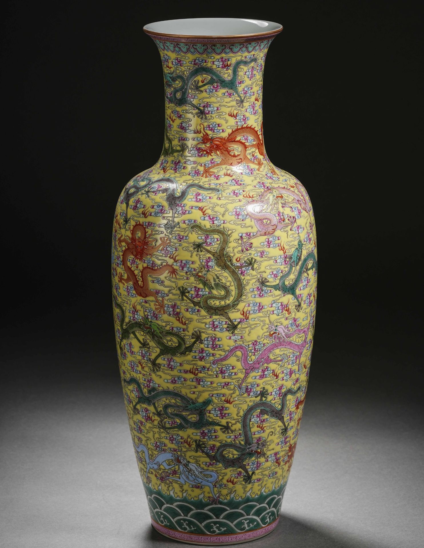 A Chinese Yellow Ground and Famille Rose Dragon Vase - Image 6 of 16