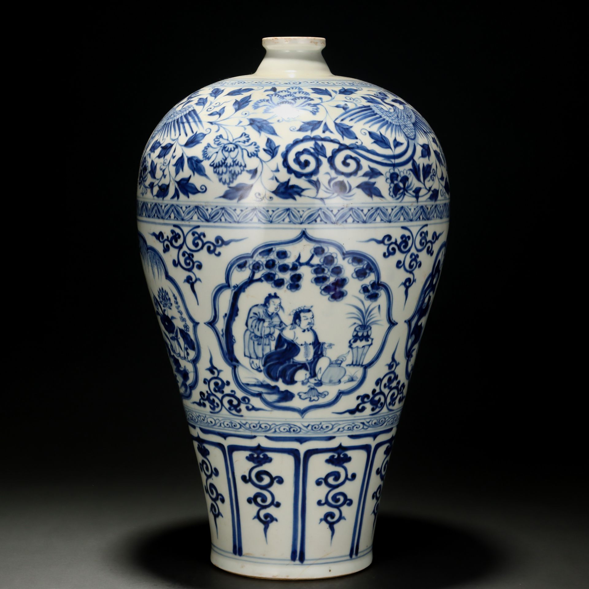 A Chinese Blue and White Figural Story Vase Meiping - Bild 3 aus 9