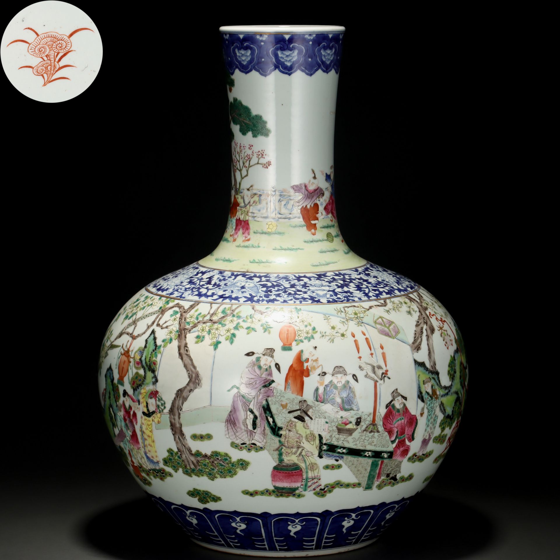 A Chinese Underglaze Blue and Pink Enamel Vase