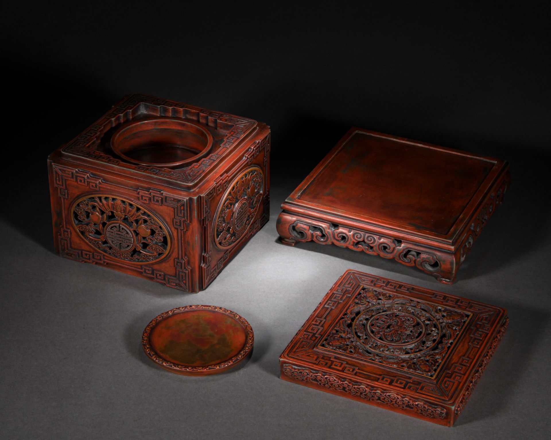 A Chinese Carved Inkstone Box with Cover - Image 7 of 10