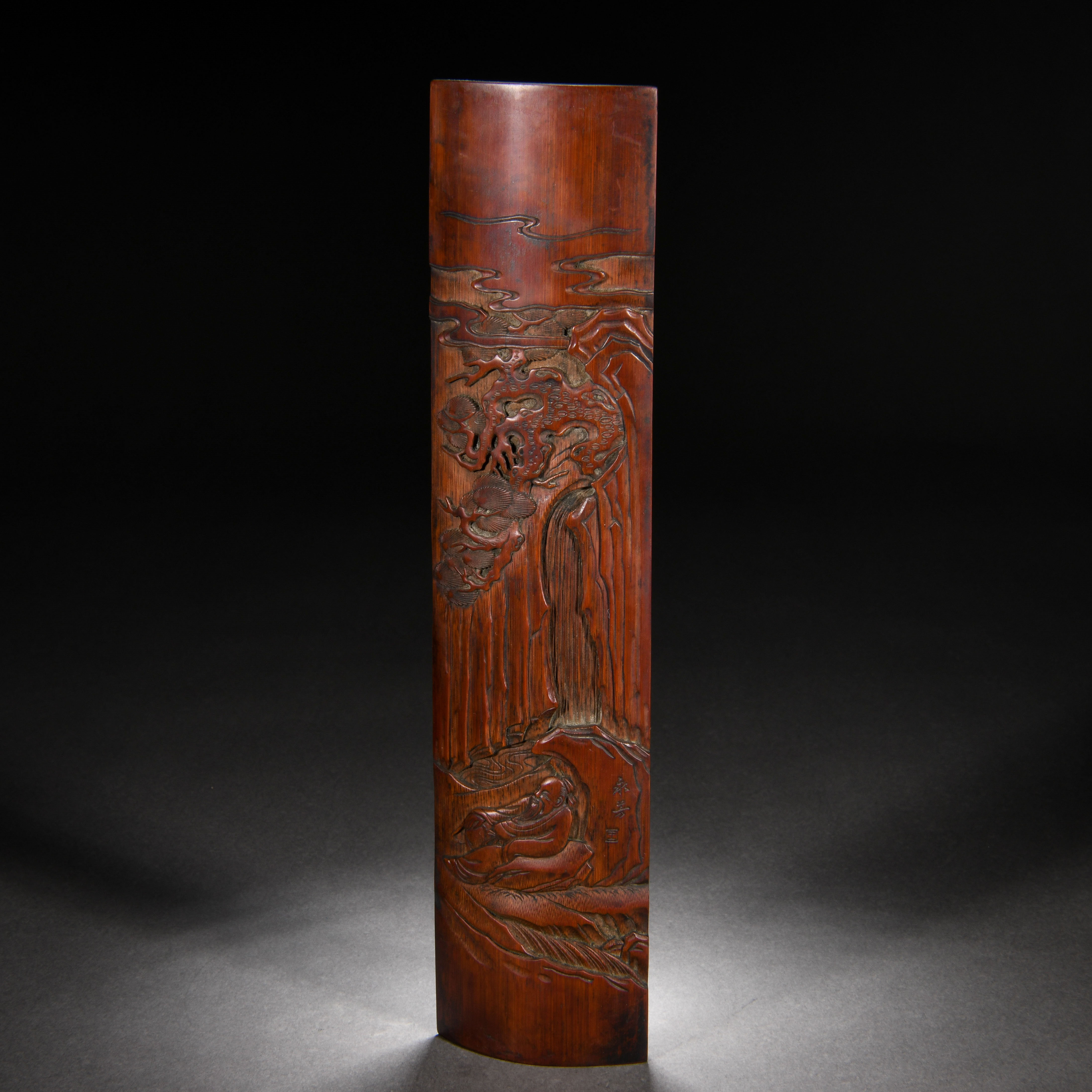 A Chinese Carved Bamboo Armrest