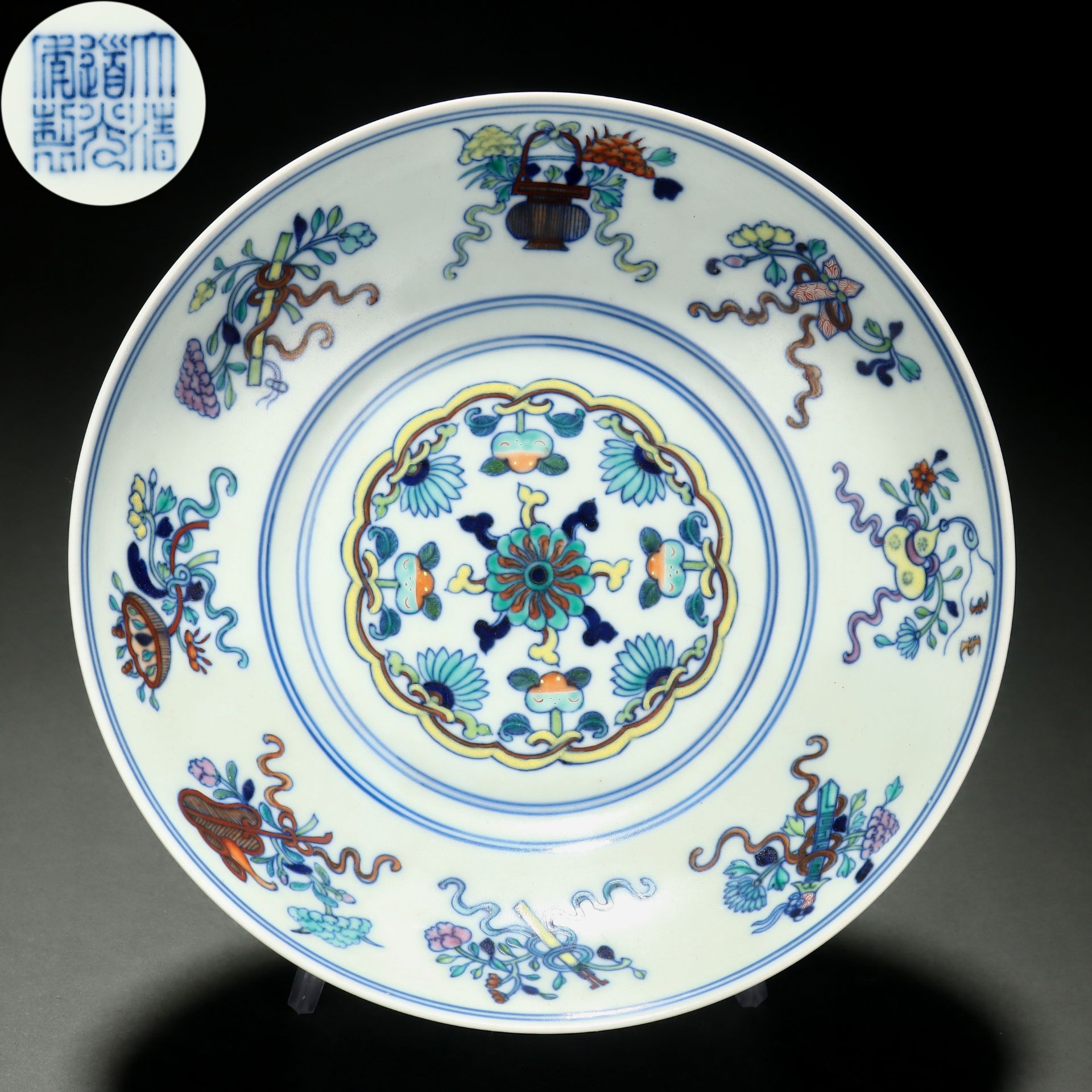 A Chinese Doucai Glaze Eight Treasures Bowl