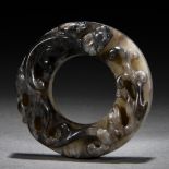 A Chinese Carved Jade Chilong Disc Huan