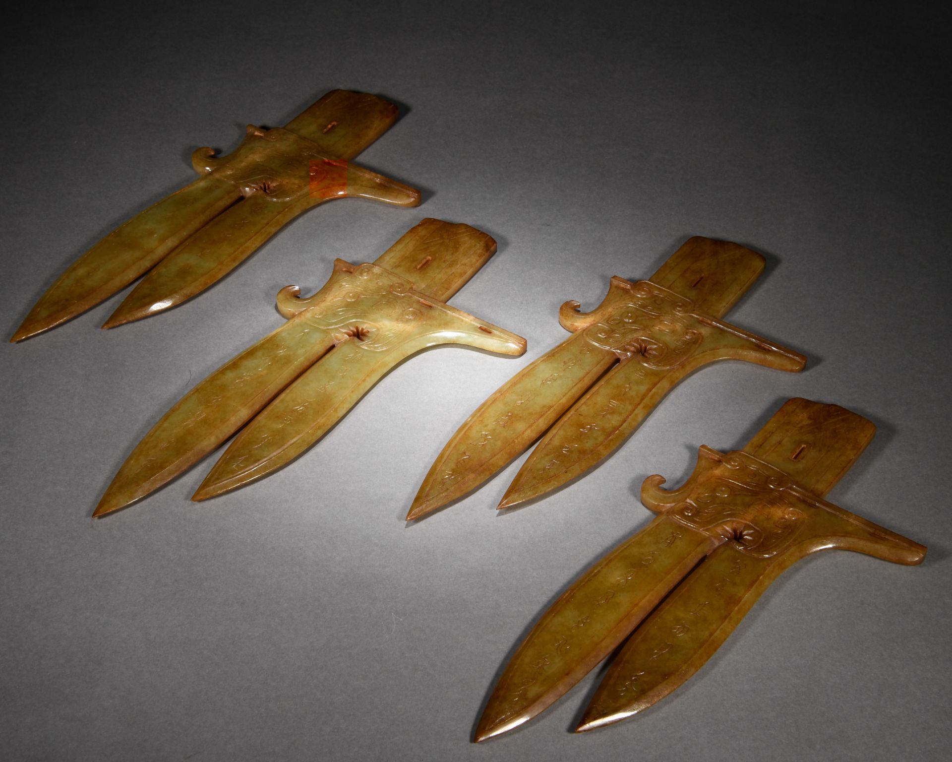 A Set of Four Chinese Carved Jade Blades - Image 2 of 9