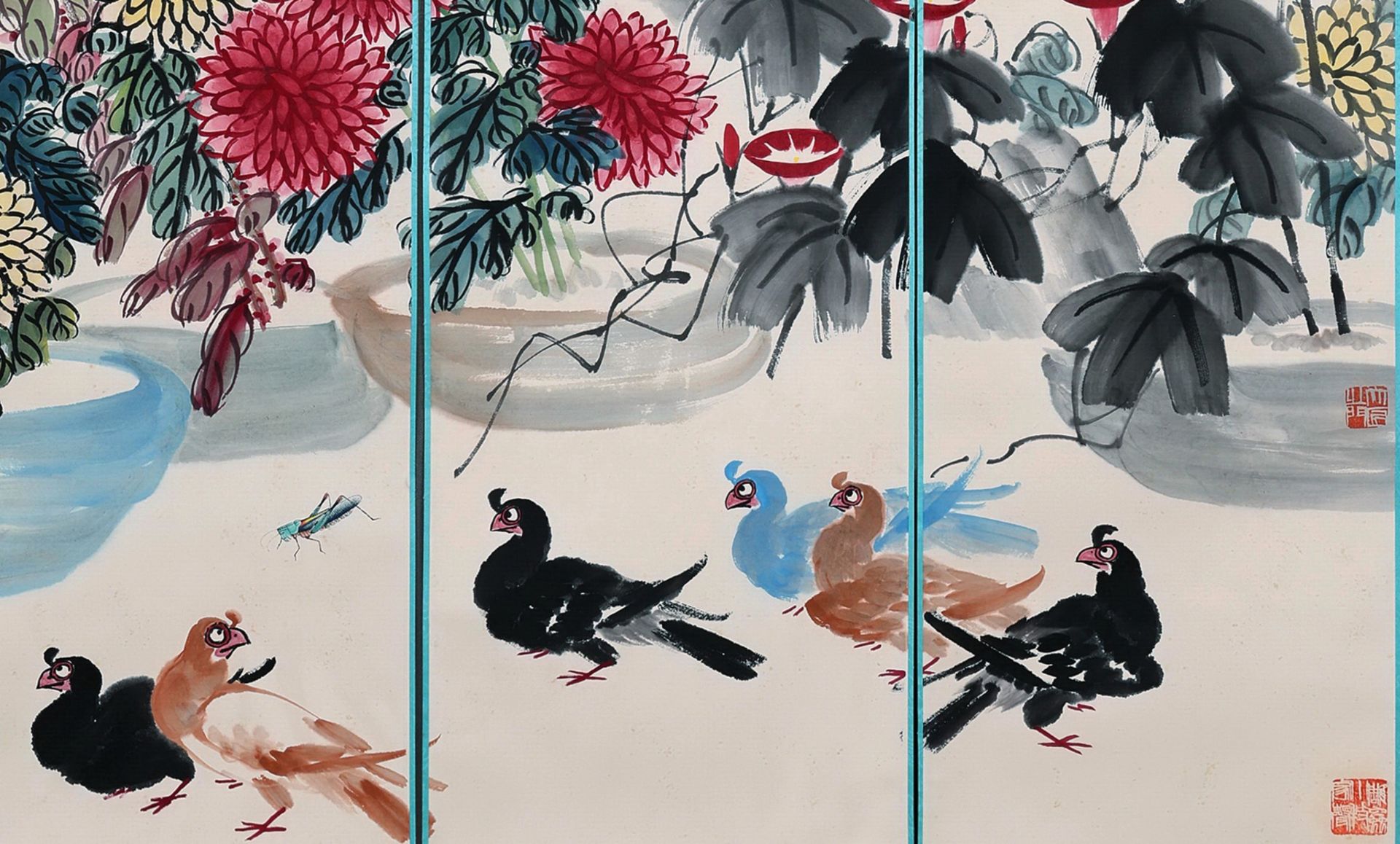 Six Pages of Chinese Scroll Painting By Qi Baishi - Bild 7 aus 9