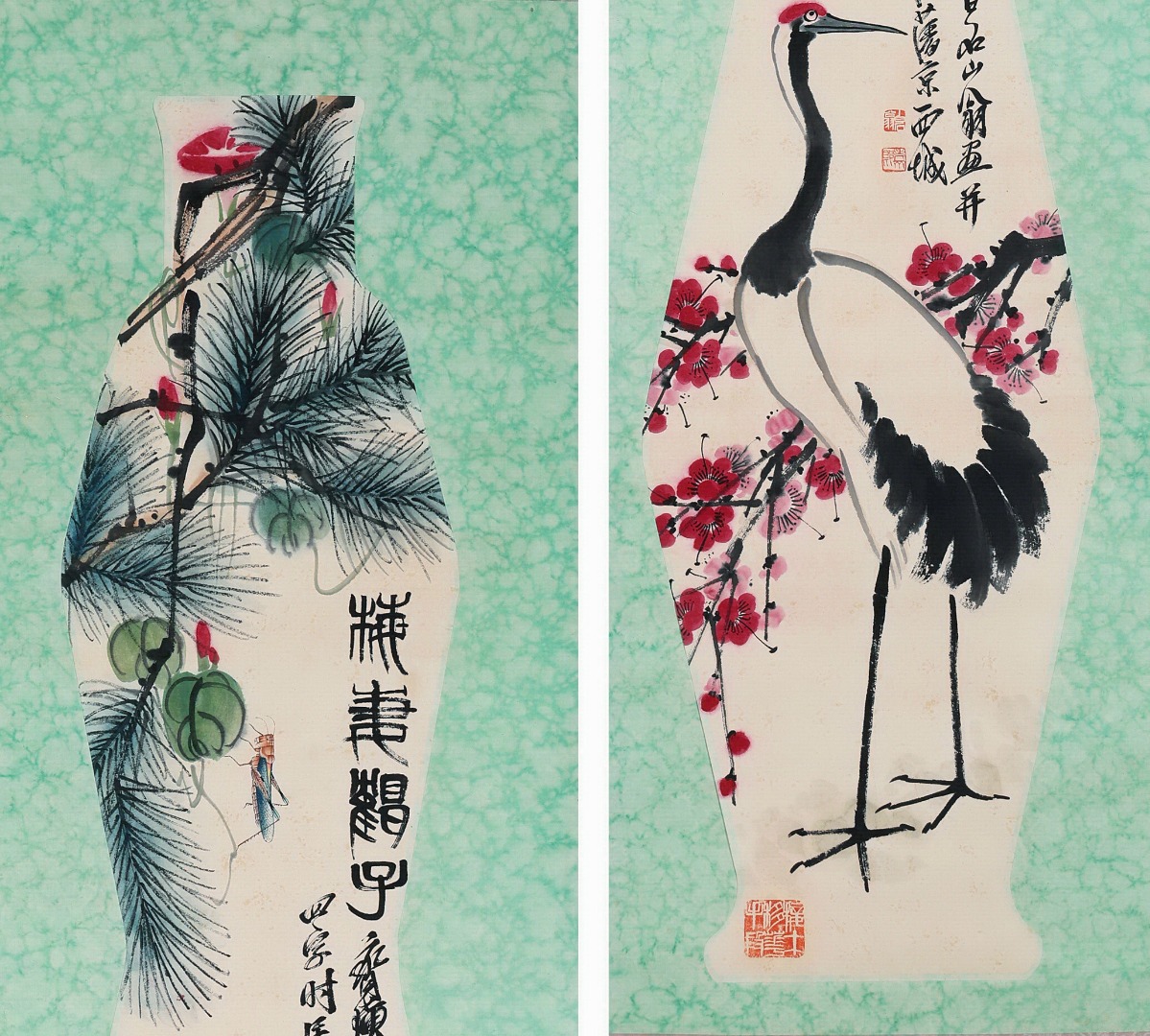 Six Pages of Chinese Scroll Painting By Qi Baishi - Image 7 of 9