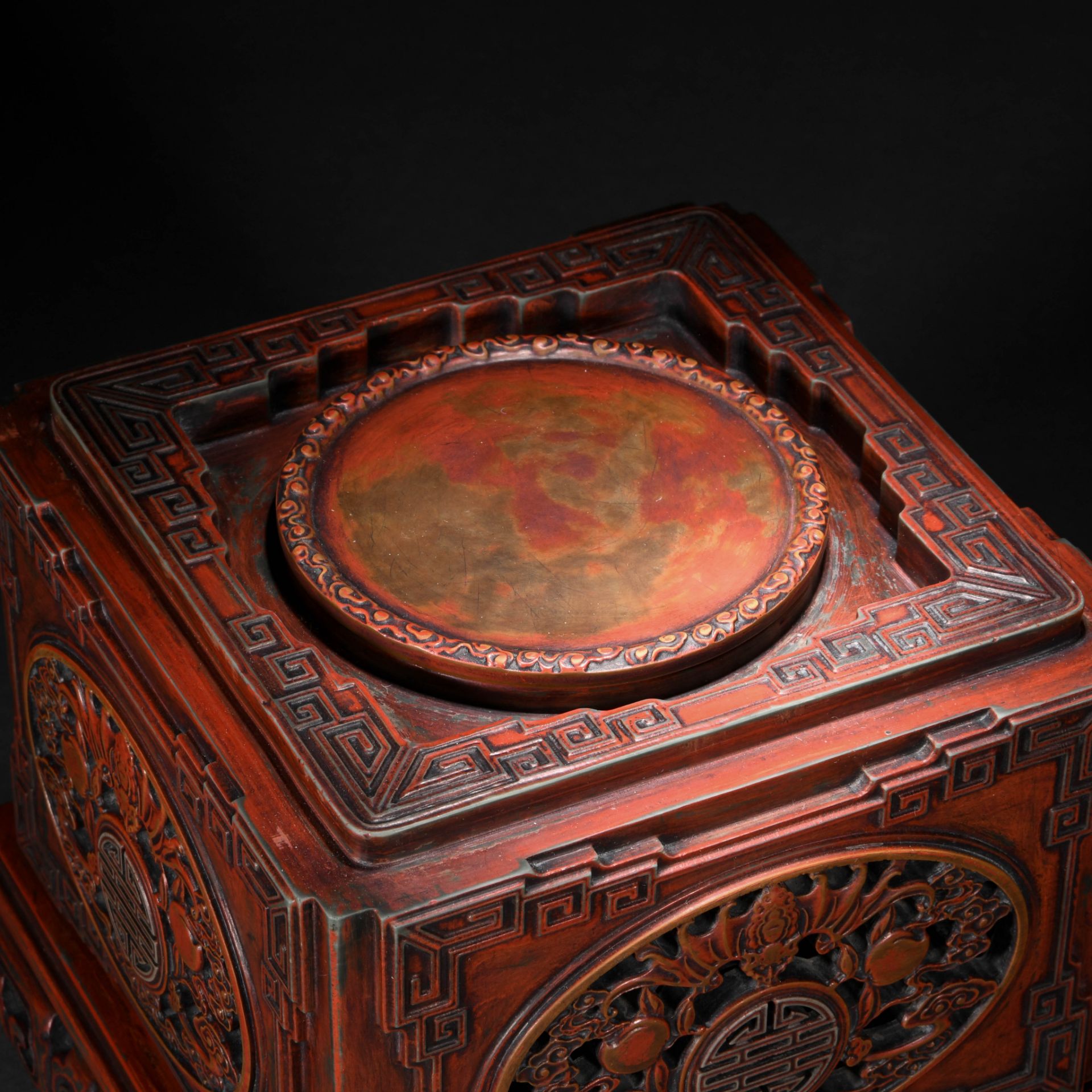 A Chinese Carved Inkstone Box with Cover - Image 5 of 10