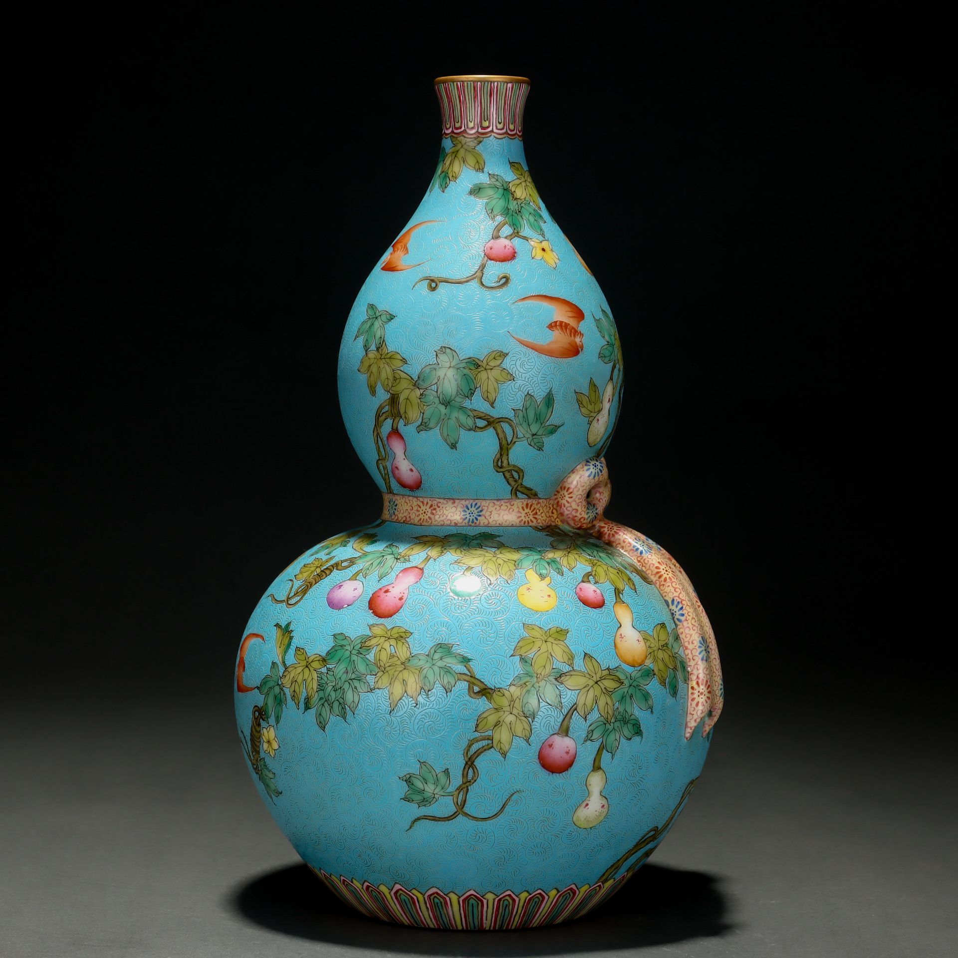 A Chinese Falangcai Double Gourds Vase - Bild 2 aus 9