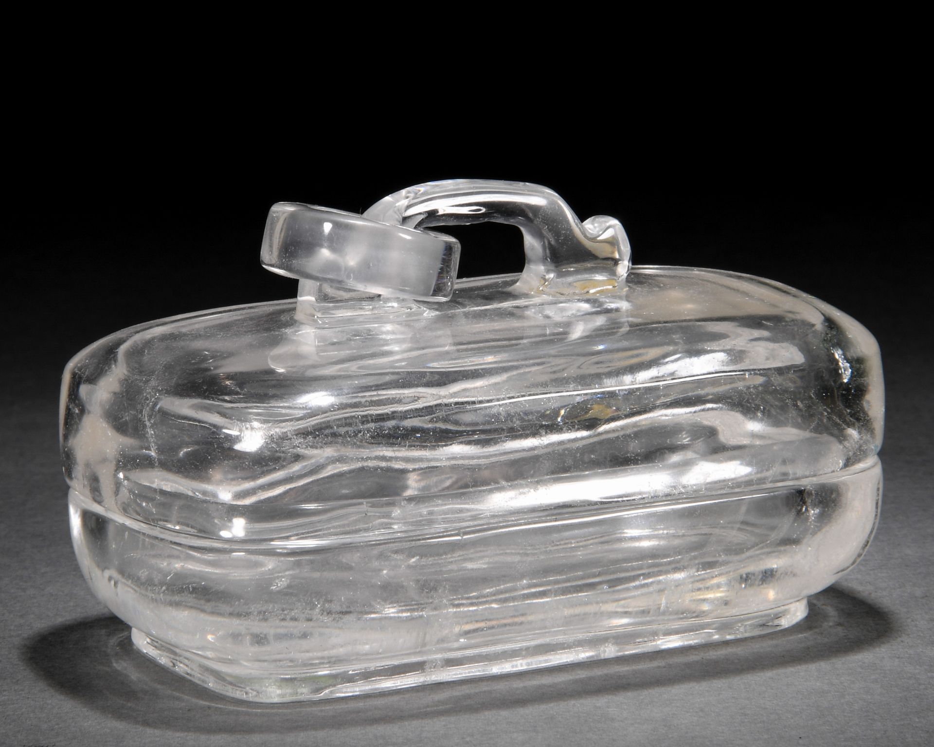 A Chinese Carved Rock Crystal Box with Cover - Image 3 of 6