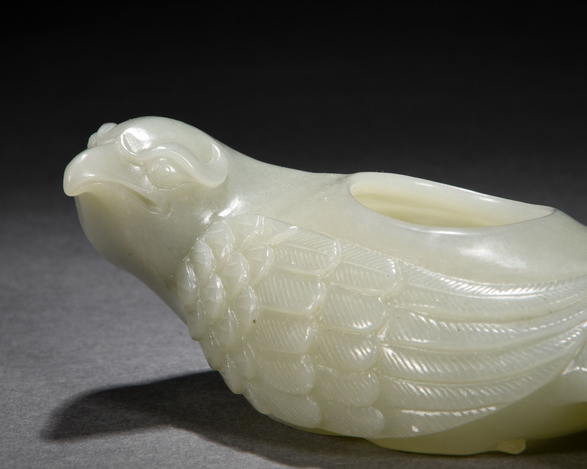 A Chinese Carved White Jade Bird-form Washer - Image 5 of 7